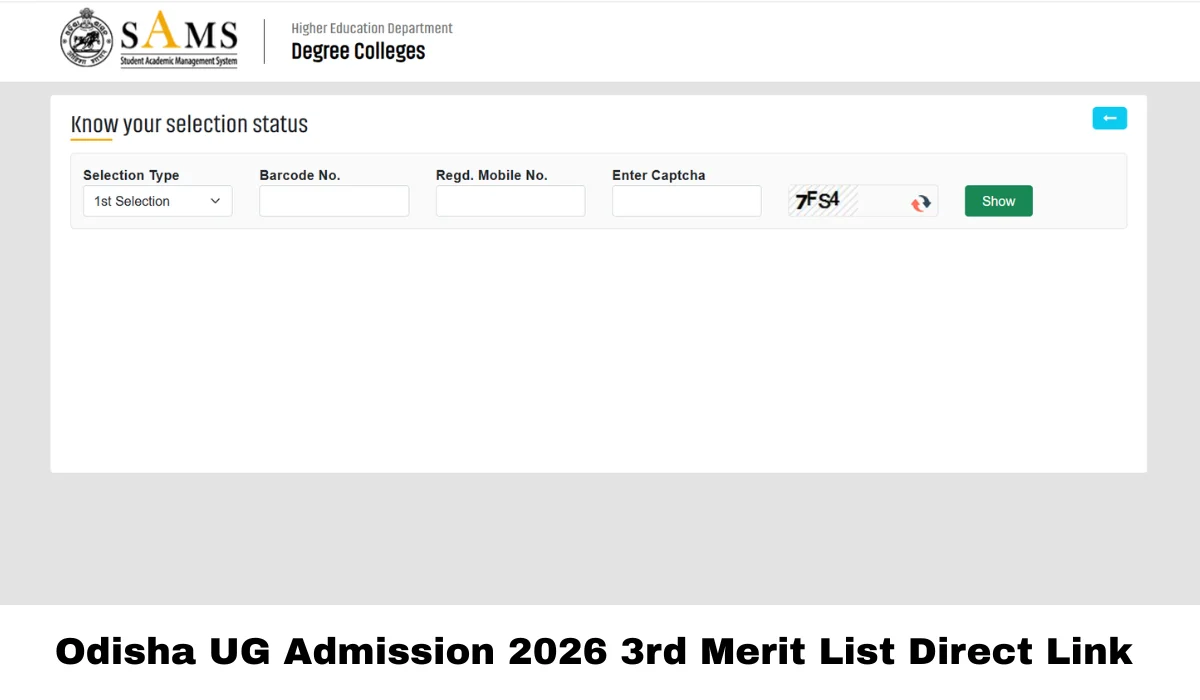 Odisha UG Admission 2026 3rd Merit List Direct Link